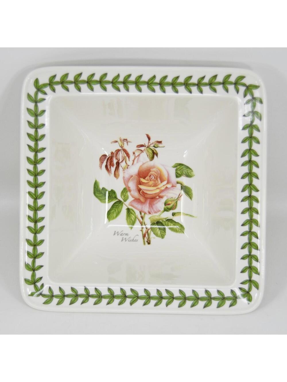 Portmeirion Botanic Roses Garden Warm Wishes Floral Square Serving Bowl 8.5"